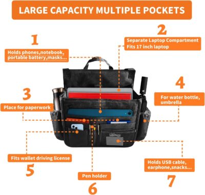 Boczif Car Backseat Organizer, Hanging Passenger Seat Storage Bag, Car Front Seat Organizer for Office Kids Suplly,Truck Cab Organizer with Separately Pokect for Laptop, Multiple Pockets, Cup Holders - Image 2