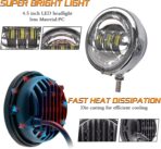 SKTYANTS 4.5 Inch LED Passing Light Motorcycle Fog lights with 4.5 Inch Housing Bucket Bracket Mount Compatible with Touring Electra Glide (Chrome) - Image 2