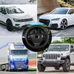 BESULEN Car Steering Wheel Cover, Anti-Slip Breathable Auto Steering Wheel Protector for Women Men, Leather Carbon Fiber Vehicle Interior Accessories, 15 Inch Universal for SUV, Truck, RV（Black） - Image 6