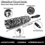 9Pcs Car Wheel & Tire Brush Kit, Wheel Cleaner Brush, Soft-bristled Rim Brush, Car Drying Towel (36"x 24"), Tire Shine Applicator Pad, Car Wash Mitt, Car Detailing Cleaning Wash Brush Supplies Kit - Image 2