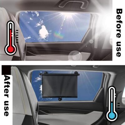 Vrasly 2 Pack Roller Car Side Window Sun Shade, Retractable Car Window Shade for UV and Sun Glare Protection (18"x20") - Image 4