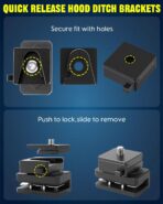 Quick Release Universal Hood Ditch Light Mounting Brackets, Dual Mount Options with 5-Point Lockdown Base CNC Aluminum Adjustable LED Pod Light Mount Kit 2PCS - Image 3