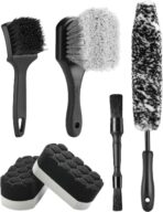 Fantasticlean 6PCS Car Wheel Cleaning Pro Kit, Tire Brush, Soft-bristled Rim Brush, Microfiber Bendable Brush, Double-Ended Detailing Brush, and Detailing Pads, Scratch-Free & Multipurpose