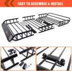 MeeFar Roof Rack Carrier Carrier Basket 51"*36"*5"+Waterproof Bag 15 Cubic Feet(44"*34"*17"),and Cargo Net with Attachment Hooks,Ratchet Straps.200 Lbs Capacity,Universal Rooftop Large Size Roof Rack - Image 7