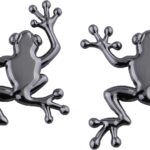 3D Metal Frog Emblem Badge Car Decal Sticker Car Side Rear Trunk Decoration Accessories 2pcs (Chrome Black)