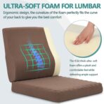 Shinnwa Lumbar Support Pillow for Recliner, Ultra-Soft Foam Back Support Pillow and Egg Crate Foam Seat Cushion 2-in-1 for Couch, Office Chair, for Back Pain Relief, Brown - Image 3