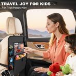 Car Backseat Organizer with Tablet Holder, 6 Storage Pockets Seat Back Protectors Kick Mats for Kids, Car Seat Protector for Road Trips 2 Pack (Black) - Image 2