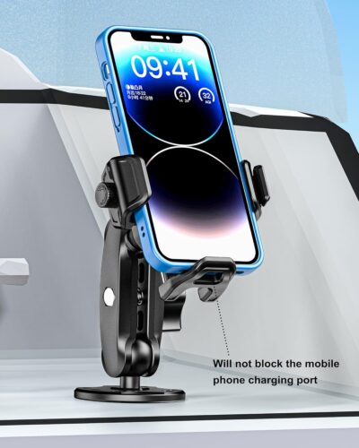 BRCOVAN Anti-Theft Phone Mount Holder with Vibration Dampener [Camera Friendly] [1s Lock & Release] with Aluminum Round Base & Medium Arm, for Car Boat Truck Motorcycle UTV, Fit 5.4-7.2'' Smartphones - Image 9