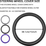Car Steering Wheel Cover, Silicone Non-Slip Steering Wheel Protector, 13/14/15/16 inch Ultra Thin Steering Wheel Protective Covers for Women Men, Universal Vehicle Accessories (Black) - Image 2