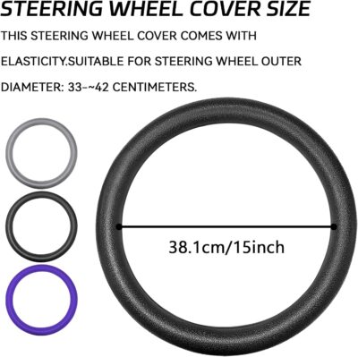 Car Steering Wheel Cover, Silicone Non-Slip Steering Wheel Protector, 13/14/15/16 inch Ultra Thin Steering Wheel Protective Covers for Women Men, Universal Vehicle Accessories (Black) - Image 2