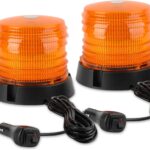 ASPL 2pcs LED Warning Flash Beacon Lights, 60 LED Amber Warning Safety Flashing Strobe Lights with Magnetic and 16 ft Straight Cord for Vehicle Truck Tractor Golf Carts UTV Car Bus,12V-24V