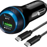 Type C Super Fast Charger Car 45W, [PD/PPS+QC] Dual Fast Charging Car Cigarette Lighter Adapter Compatible with Samsung S25/S24/S23, iPhone 16/15 Pro Max, Pixel 9 – 4FT Type C Cord
