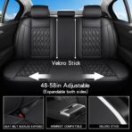 Seat Covers,Car Seat Covers Full Set, Car Seat Covers Front Seats Back Seat Cover,Faux Leather Seat Covers for Cars, Black Car Seat Cover, Waterproof, Non-Slip Car seat Cover, 5Seaters. - Image 8