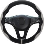 HighnessHwoo Luxury Suede Steering Wheel Cover for Cars, Soft Leather Padded Wheels Cover for Sedan, SUV, Thin Car Handle Cover, Universal Fit, Anti Slip, 14.75-15.15in, Gray - Image 3