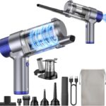 JONYJ Handheld Car Vacuum Cleaner Cordless, 16000PA Hand Held Vacuum Portable, 2 in 1 Air Duster and Mini Vacuum Cleaner Rechargeable with Led, Multi-Nozzles & Washable Filters for Home Office Car Pet