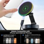 for MagSafe Car Mount Charger, 15W Fast Wireless Charging, Vacuum Suction Magnetic Car Phone Holder for iPhone & Android, 360° Adjustable Cell Phone Holders for Your Car Dashboard/Windshield - Image 8