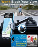 YRU True Military-Grade [360° Rotation Suction] 2026 Ultimate Car Phone Holder Mount 【90+LBS Safest Strongest & Patent Certs】 Dash Windshield Vent for iPhone 17 16 Pro Max Samsung Camera,Gloss Black - Image 5