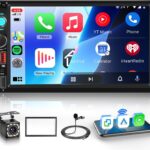 Double Din Car Stereo Bluetooth Wireless Carplay Android Auto-7 inch Touch Screen Car MP5 Player Bluetooth FM, Driauto 2 Din Radio Support MirrorLink, Type-C/SD/USB, Backup Camera, SWC, Video Play