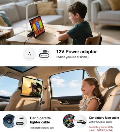 15.6inch Android 13 Headrest Monitor Car TV Touchscreen Entertainment System for Backseat,Support Phone Wireless Mirroring Sync Screen HDMI Bluetooth USB SD 4K Video Playback (2G+32G(2PCS)) - Image 6