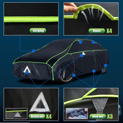 Hail Protector Car Cover, Anti Hail Thickened Multi-Layered EVA Car Cover Waterproof All Weather Protection with Car Sun Visor,Outdoor Hail Protection Cover, Fit Sedan/Coupe-Length 186-193 Inch. - Image 3