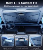 DMJN Umbrella Windshield Sun Shade for Tesla New Model Y Juniper, Y & 3, Car Sunshade for Front Windshield [Nano Ice-Crystal Coatings] UPF50+ Heat & UV Block, Protect Interior & Keep Cooler - Image 4