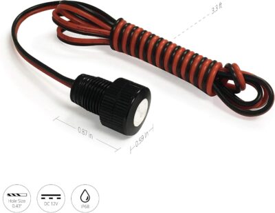 Oznium BRIGHTEST Light Bolt - Flush Mount 12V LED Light for Bumper, Grille, Cars Interior, Dash, Ambient Lighting, Motorcycle w/SLEEK Aluminum Housing & Screw Nut (11 mm Black, Cool White LED) - Image 4