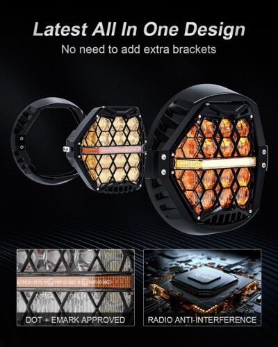 DOT Approved 1000% Bright 120W 7'' Motorcycles LED Headlight with Amber Lens DRL Compatible with Road King Road Glide Street Glide Electra Glide Ultra Limited Heritage Softail Fat Boy Yamaha - Image 6