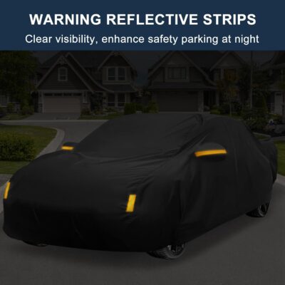 X AUTOHAUX Car Cover for Honda Civic Sedan/Coupe 210D-PU Outdoor Full Car Cover All Weather with Door Zipper for Waterproof Windproof Sun Rain Snow Protection - Image 5