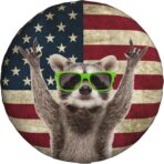 Spare Tire Cover for RV Camper Funny Cute Raccoon American Flag, Weatherproof Universal Wheel Cover for RV Travel Trailer Camper Truck 14inch - Image 2