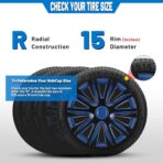 AUTOWIKI 15-Inch Wheel Rim Covers Universal, Hubs Cap Snap on Car Truck SUV ABS Plastic OEM Replacement Fashion Design- R15 Wheel Rim Covers Set of 4 Black Lacquer&Blue Lacquer - Image 2
