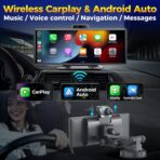 10.26" Wireless Apple CarPlay Android Auto Car Screen - Secure Strong Bracket, 4K Dash Cam, GPS Navigation, HD Touchscreen, AirPlay, Car Stereo, Fits All Vehicles - Image 2