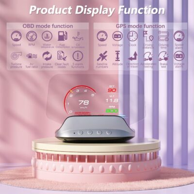 AZIJYV Heads Up Display for Cars C3, Obd2 Gauge Display with Speed, Water Temperature, Fuel Consumption, Overspeed Alarm, Specular Projection Car Speedometer Display Suitable for All Cars - Image 3
