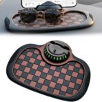 3-in-1 Car Dashboard Anti-Slip Mat, 360° Rotatable Phone Holder with Temporary Parking Number, Universal Fit Non-Slip Pad for Car/SUV, Washable Reusable (Brown, 1PC)