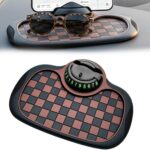 3-in-1 Car Dashboard Anti-Slip Mat, 360° Rotatable Phone Holder with Temporary Parking Number, Universal Fit Non-Slip Pad for Car/SUV, Washable Reusable (Brown, 1PC)