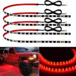 Red Led Strip Lights 24" Connectable 12V Led Light Strip for Cars Golf Cart Boat Marine Motorcycle Interior & Exterior Waterproof Car Light Strip, 4Pack