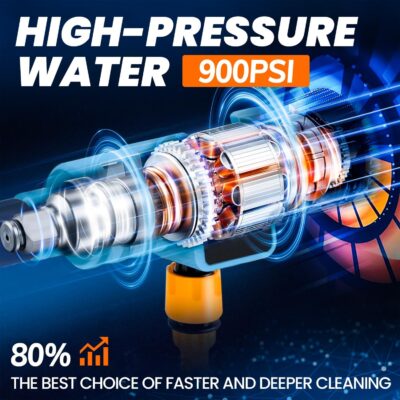 Pressure Washer Battery Powered 3000mAh, Portable Cordless Power Washer 652PSI, Handheld Car Pressure Washer with 6-in-1 Nozzle,17FT Drain Hose, Power Cleaner for Patio Floor Fence Deck Indoor Black - Image 2