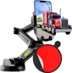 Cell Phone Mount for Truck Phone Holder for Truck Drivers - Heavy Duty Suction Cup + Dashboard Pad, iPhone Holder for Dashboard Window 16.9 inch Long, for iPhone & Samsung, Big Rig Trucker, Black
