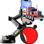 Cell Phone Mount for Truck Phone Holder for Truck Drivers - Heavy Duty Suction Cup + Dashboard Pad, iPhone Holder for Dashboard Window 16.9 inch Long, for iPhone & Samsung, Big Rig Trucker, Black