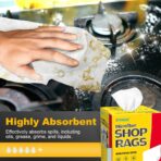 Shop Rags, 100 Sheets Microfiber Cleaning Cloth Commercial Grade Washcloths Lint-Free Bulk Shops Towels for Cars Mechanic Restaurant Garage Housekeeping, 11"x 9", White - Image 3