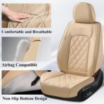 Coverado Car Seat Covers Full Set, Luxury Faux Leather Waterproof Seat Cover, 5 Seat Universal Seat Covers for Cars, Front and Back Car Seat Protector, Beige Leather Seat Cover Fit for Most Cars - Image 5