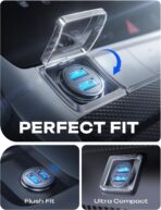 AINOPE Car Charger Adapter【Smallest Metal】 4.8A Cigarette Lighter USB Car Charger Adapter Dual Port 12V USB Outlet Flush Fit for iPhone 16 Pro Max/15/14 iPad Air Samsung Galaxy S25 S24 Ultra,Black - Image 3