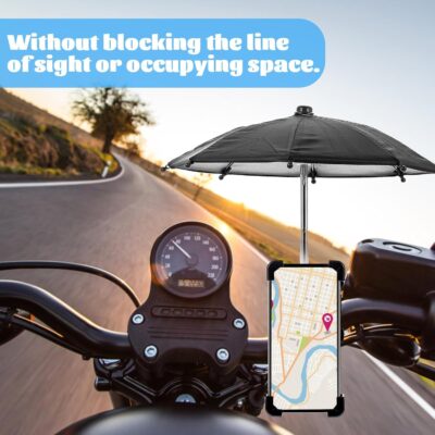 Gadpiparty Small Bike Phone Bracket with Umbrella Handlebar Mount, Sturdy Waterproof Phone Holder for Electric Scooter and Bicycle Navigation, Shockproof Black Mini Mobile Mount for Daily Use - Image 4