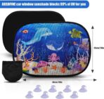 ABSOFINE Car Window Sun Shades for Baby Kids 2 Pack 19"x14", Ocean World Window Shades Sun Blocker Cover, Baby Car Shades for Back Windows with 8 Suction Cups and Storage Bag, Anti Glare & UV - Image 2
