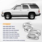 Tutor Auto Chrome Door Handle Covers Compatible with 99-06 Chevrolet Silverado Tahoe Avalanche Suburban | 99-06 GMC Yukon Sierra |02-06 Cadillac Escalade W/O Passenger Side Keyhole - Image 6