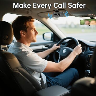 Bluetooth Speaker for Car Hands Free - Bluetooth Speakerphone for Cell Phone Support Siri Google Voice Assistant - Wireless Car Kit with Visor Clip BC966C - Image 4