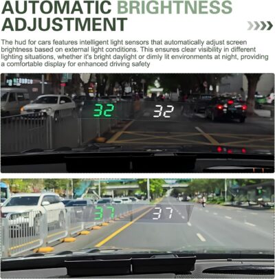 Pack-1 Car Heads Up Display, Universal High Definition Windshield Speedometer Projector, Car HUD Digital Speedometer, for Most Cars, Trucks, SUVs (White #2) - Image 6