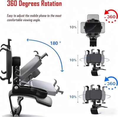 Universal Car Phone Holder Mount,360 Degrees Rotation Dashboard Phone Holder [Upgrade Clip Never Fall],car Phone Mount for iPhone,Samsung,Google,Nokia,and 4 to 7" Smartphones(1) - Image 3