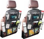 2 Pack Car Organizer Backseat, Car Back Seat Organizer Protector with 12 Storage Pockets, Waterproof Back of Seat Car Storage Organizer Kick Mats for Kids Baby