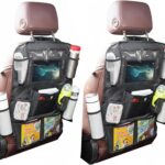 2 Pack Car Organizer Backseat, Car Back Seat Organizer Protector with 12 Storage Pockets, Waterproof Back of Seat Car Storage Organizer Kick Mats for Kids Baby