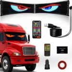 2PCs Programmable Scrolling Led Eyes Display, 23.62"x4.72" Flexible Devil Eyes Windshield with Remote and APP Control, Led Sign for Cars/Trucks/SUVs, Customizable Digital Display for Store School Hotel Party